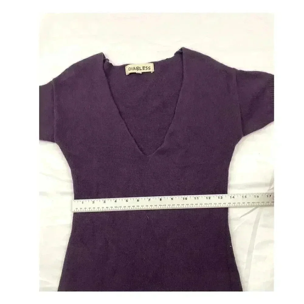 Diabless‎ Plum Purple Soft Sweater Top Small Short Sleeve